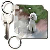 3dRose White Poodle - Key Chains, 2.25 x 4.5 inches, set of 4 (kc_4028_2)