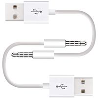 iPod Shuffle Charger 4th / 3rd / 5th Generation Cable, UNOOE iPod Shuffle Cable 3.5mm Aux Jack to USB Charging Cord Connector Sync Data Transfer for Apple iPod Shuffle 3th/4th/5th generation (2 Pack)