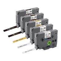 5 Pack Replace PTouch Label Tape TZe 231 931 831 334 335 (Black on White/Silver/Gold, White/Gold on Black) TZ Laminated Tape 12mm 0.47 for Brother PTD210 PTD400 PTD200