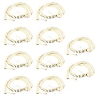 Yohii 10Pcs RJ9 4P4C Plug Connectors Coiled Telephone Cable 2.5m 8Foot for Landline Telephone Beige