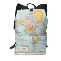 YOUNG H0ME Vintage World Map Rucksacks, Large Capacity Bookbag Travel Hiking Bag & Day Pack, School Daypack Backpack Casual Daypack Climbing Shoulder Bag Laptop Book Bag Rucksack
