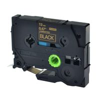 SuperInk 1 Pack Compatible for Brother P-Touch Laminated TZe TZ TZ-334 TZe-334 Gold on Black Label Tape 12mm x 8m