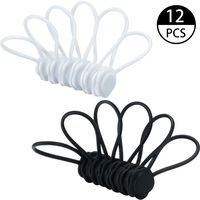 12 Pieces Magnetic Cable Clips Magnetic Cable Winders Magnetic Twist Ties Earphone Wrap Cord Organizer for Headphone, USB Cable, Home Kitchen and School Use（Black and White）