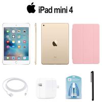 Apple 128GB iPad Mini 4 (Wi-Fi Only, Gold) (MK9Q2LL/A) with Pink Smart Cover + Accessories