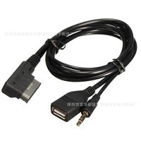 3.5mm Port 6.5ft AUX Cable, Music MDI AMI MMI Interface USB+Charger AUX Cable Fit for Audi A6L A8L Q7 A3 A4L A5 A1