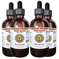 White Willow Liquid Extract, Organic White Willow (Salix Alba) Dried Bark Tincture, Herbal Supplement, Hawaii Pharm, Made in USA, 4x4 fl.oz