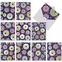 10 'Uni Notes' Note Cards with Envelopes 4 x 5.12 inch, Assorted Blank Greeting Cards with Sea Urchins and Pebbles - Boxed All Occasion Stationery for Weddings, Baby Showers, Holidays M2020