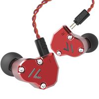 RevoNext QT2S in Ear Monitor Headphones, Triple Driver 2DD+1BA Balanced Armature with Dynamic Metal Shell Noise-Isolating Deep Bass Wired Earbuds with Detachable Cables(Red no mic)
