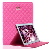 iPad Mini 4 Case, with Little Crown Decoration, elecfan Full Body Protective Case, Folio Book Cover Design, Smart Stand Case Cover Shell for 7.9 inch iPad Mini 4 - Hot Pink