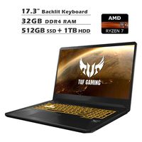 2020 NexiGo Upgrade TUF 17.3 Inch FHD 1080P Gaming Laptop| AMD Ryzen 7 3750H up to 4.0 GHz| GTX 1650 4GB| 32GB DDR4 RAM| 512GB SSD (Boot) + 1TB HDD| Backlit KB| WiFi| Bluetooth| HDMI| Windows 10