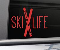 Nashville Decals Ski Life Skiing Skier Vinyl Decal Laptop Car Truck Bumper Window Sticker, 5" x 6.25", Red