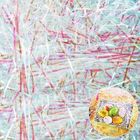 WILLBOND 300g Easter Grass Iridescent Shreds Metallic Strands Crinkle Plastic Shredded Confetti for Easter Decoration, Crafts, Gift Wrapping and Basket Filling