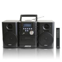 AXESS MS3912 Mini Entertainment System with AM/FM, USB, CD, MP3 Player & Cassette Recorder With Headphone and Aux Jack