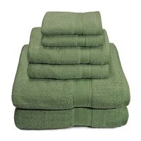6 Piece Set: Luxurious 100% Cotton Bath Towels/ Green