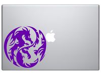 Dragon Yin Yang - Tribal Decal Vinyl Removable Decorative Sticker for Wall, Car, Ipad, Macbook, Laptop, Bike, Helmet, Small Appliances, Music Instruments, Motorcycle, Suitcase [a] (5", Purple)