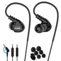 Fitness Earbuds, E260 Stereo Bass Sweatproof Earhook Headphones Sports Ear Buds with Microphone Remote Over Ear Noise Isolating Wired Jogging Earbuds Running Earphones for Exercise Gym Workout Black