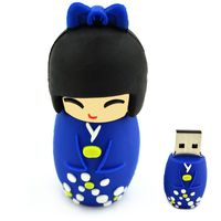 Flash Drive 32GB, USB Memory Stick Pen Drive USB2.0 AreTop Cute Cartoon Miniature Japanese Doll Thumb Drives for Date Storage Gift for School Students Kids Children Teacher Collegue Employees, Blue