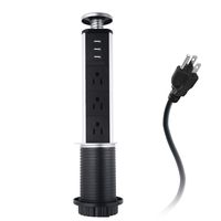 Kitchen Counter Pop Up Power Outlet with 3USB, Pop-Up Power Dock Recessed Power Strip Charging Station with 6FT Long Cord