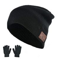 BearsFire Wireless Music Hat Beanie Compatible with Bluetooth Headphone Stereo Speaker Mic, Winter Warm Thick Skull Hat Washable Knit Running Cap for Men Women Outdoor Sports (Black)