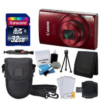 Canon PowerShot ELPH 190 is Digital Camera (Red) + Transcend 32GB Memory Card + Camera Case + USB Card Reader + Screen Protectors + Memory Card Wallet + Cleaning Pen + Great Value Accessory Bundle