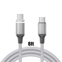 NetDot Gen11 Nylon Braided USB-C to USB-C Magnetic Fast Charging Cable Max 100W for Samsung Note 10/10 Plus,Pixel,i-Product and Other Type-c Devices (6ft/1 Pack Silver)