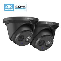 2-Pack Amcrest UltraHD 4K (8MP) Outdoor Security IP Turret PoE Camera, 3840x2160, 164ft NightVision, 4.0mm Narrower Angle, IP67 Weatherproof, MicroSD Recording (128GB), Black (2PACK-IP8M-T2499EB-40MM)