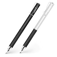 aibow Capacitive Stylus Pens for iPad, iPhone, Tablets, Cell Phones,All Touch Screen [ Fine Point & High Sensitivity Disc Tip Series ] with 2 Replaceable Disc Tips, Slide Cap Type2 (Black/Silver)