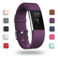 POY Replacement Bands Compatible for Fitbit Charge 2, Classic Edition Adjustable Sport Wristbands, Small Plum