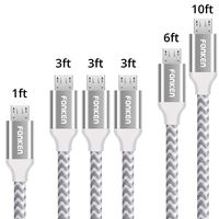 Micro USB Charging Cable, FONKEN Braided Android Phone Charger Cord [6-Pack, 1FT 3.3FTx3 6.6FT 10FT] Fast Charging Cable for Compatible Samsung Galaxy S7/S6, Kindle, HTC, LG G4, Motorola, Sony (White)