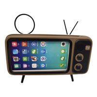 salaheiyodd Portable Wireless Bluetooth Speaker with Cell Phone Stand Holder,Retro TV Design Handsfree for 5.0-6.5inch Smart Phone (Gold)