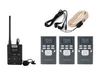 EXMAX 60-108MHz Portable DSP Stereo Wireless Headsets FM Radio Broadcast System for Tour Guide Teaching Meeting Training Travel Field Interpretation - 1 Transmitter and 3 Receivers Gray