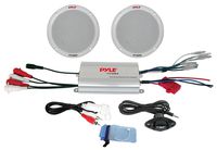 Pyle Marine Receiver Speaker Kit - 2-Channel Amplifier w/ 6.5" Speakers (2) Waterproof Poly Bag 3.5mm Jack RCA Adaptor for MP3/iPod & Volume Gain Remote Control & Power Protection Circuitry - PLMRKT2A