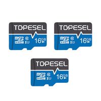 TOPESEL 16GB Micro SD Card 3 Pack Memory Cards Micro SDHC UHS-I TF Card Class 10 for Cemera/Drone/Dash Cam(3 Pack U1 16GB)