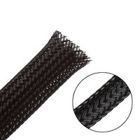 25ft - 1/4 inch PET Expandable Braided Sleeving - Black - Alex Tech Braided Cable Sleeve