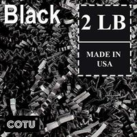 COTU (R) 2 LB Black Crinkle Shred Gift Basket Shred Crinkle Paper Filler Bedding (32 oz) in a Box