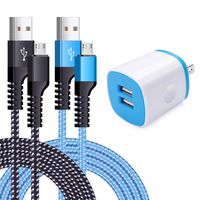 Phone Charger Adapter with 2 Pack Micro USB Charging Cable,KiBlue Cube Charger,6.6ft Nylon Braided Micro USB Cable Compatible with Samsung Galaxy J8 J7 S7 S6 S5 S4 Edge Note 5 4 2,Kindle,HTC,LG,Sony
