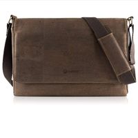 Corkor Messenger Laptop Bag for Men, Vegan Cork with Cross body Strap, Brown