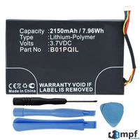 MPF Products High Capacity 2150mAh B01PQIL Battery Replacement Compatible with Barnes & Noble Nook GLOWLIGHT BNRV500 eReader with Installation Tools