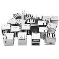 DIY USB 2.0 Type A YILEGOU Dual Port Female Jack 8 Pin Horizontal 90 Degree Short Body Connector, Replacement Adapter 20Pcs