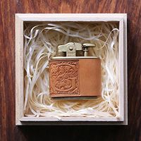 Personalized gift Vintage Lighter Genuine Leather cover FREE Engraving SN-001A