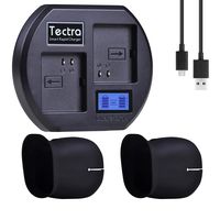 Tectra Rapid LCD USB Dual Battery Charger Station for Arlo Pro, Arlo Pro 2, Arlo Go, Arlo Security Light Camera Batteries + Set of 2 Skins Covers Protection for Only Arlo Pro & Arlo Pro 2 Black