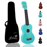 POMAIKAI Soprano Wood Ukulele Rainbow Starter Uke Hawaii kids Guitar 21 Inch with Gig Bag for kids Students and Beginners (Light Blue)