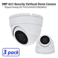 101AV 5 Megapixel 4in1 TVI/AHD/CVI/CVBS(960H) 2.8-12mm Lens Security Surveillance Dome Camera DWDR IR Cut OSD menu for Indoor Outdoor CCTV Home Office (White) (3 Pack)