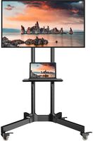 Mobile TV Cart with Wheels for 32-65 Inch LCD LED Plasma Flat Screen TVs- Height Adjustable Rolling TV Stand Hold Up to 132 lbs- Floor Stand with Tray Max VESA 600x400mm