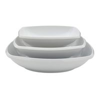 Denmark White Porcelain Chip Resistant Scratch Resistant Commercial Grade Serveware, 3 Piece Rectangular Serving Bowl Set