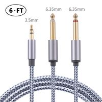 6FT 3.5mm 1/8" TRS to Double 6.35mm 1/4" TS Mono Y-Cable Splitter Cable,Stereo Audio Cord Gold Plated Compatible with iPhone iPod Laptop Multimedia Speakers and Home Stereo Systems