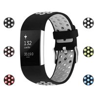 iGK Silicone Replacement Bands Compatible for Fitbit Charge 2, Adjustable Breathable Sport Strap Smartwatch Fitness Wristband with Air Holes Grey Large