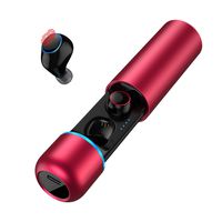 True Wireless Earbuds Wireless Earphones - LEZII in-Ear Stereo Sound Wireless Bluetooth Earbuds Waterproof with 30 Hours Playtime Touch Control Auto Pairing Mic Noise Cancelling Binaural Call (Red)