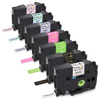 Replace P Touch TZ 12mm 0.47 Inch Laminated Label Tape (White/Gold/Green/Berry Pink/Purple/Blue/Pink)TZe231 334 MQG35 MQP35 MQF31 MQ531 MQE31,Compatible whih Brother P-Touch PT-D210 PT-D400 PT-H110,7P