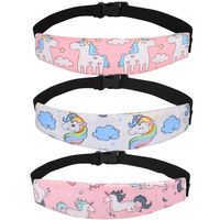 Accmor 3 Pack Baby Carseat Head Support Band Strap, Unicorn Band for Carseats Stroller Neck Relief Head Strap for Toddler Child Kids Infant(2 Pink+ 1 White Unicorn Pattern)
